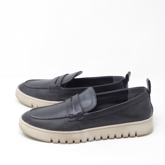 Vionic Womens Uptown Loafers Black Leather Slip On Orthotic Shoes Size 7.5